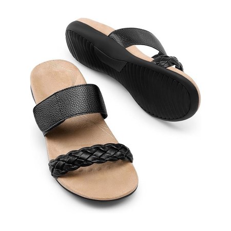 Sandales légères à enfiler avec bride tressée - Noir