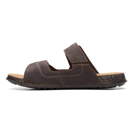 Claquettes ouvertes confortables avec double bride – Marron